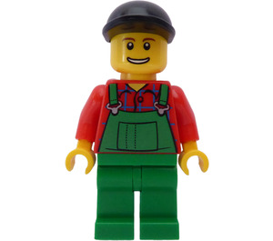 LEGO Farmer, green overalls and black bill cap Town Minifigure