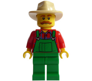 LEGO Bauer mit Grün Overalls und Beige Fedora Hut Minifigur