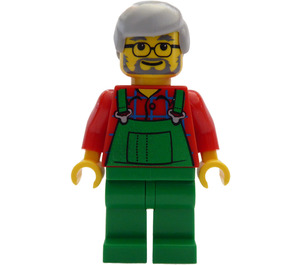LEGO Farmer with Medium Stone Gray Hair and Glasses Minifigure