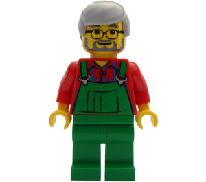 LEGO Landmand med Medium Stone Grå Hår og Briller Minifigur