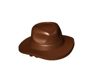LEGO Fedora Hat with Dark Brown Band and Dark Brown Hair (1849 / 106160)