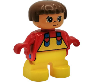 LEGO Female Child with Yellow Overalls and Hearts Duplo Figure