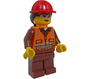 LEGO Kvinne Bygningsarbeider med Reddish Brun Antrekk Minifigur