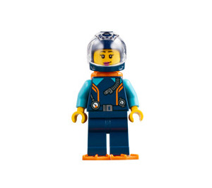 LEGO ženský Diver - oranžová Vzduch Nádrže a Flippers a Dark Modrá Helma Minifigurka