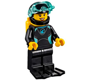 LEGO Weiblich Diver mit Wetsuit mit Blau Logo Minifigur