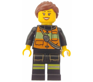 LEGO Female Firefighter With Brown Hair Minifigure