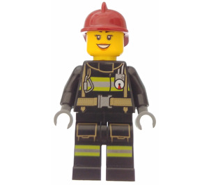 LEGO Kvinne Brannmann med Mørk rød Hjelm Minifigur