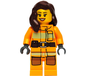 LEGO Female Firefighter with Reddish Brown Hair Minifigure