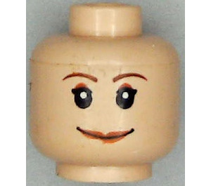 LEGO Vrouwelijk Hoofd met Bruin Eyebrows en Rood Lips (Veiligheidsnop) (14750 / 99197)