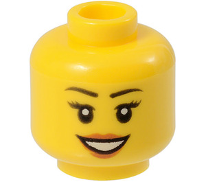 LEGO Kvinne Hode med Eyelashes og Rød Lipstick (Forsenket solid knott) (11842 / 14915)