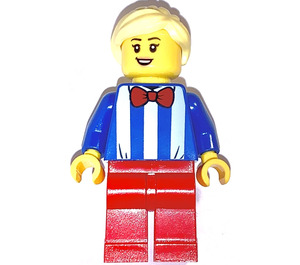 LEGO Nainen Jäätelö Seller sisällä Sininen Striped Paita Minihahmo