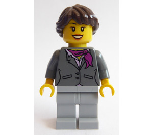 LEGO Female, Jacket and Magenta Scarf Minifigure Black Eyebrows