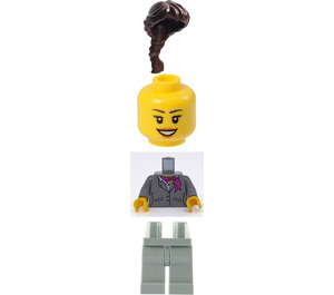 LEGO Female, Jacket and Magenta Scarf Minifigure Brown Eyebrows