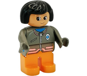 LEGO Weiblich Medic, Bob Haar Schwarz Duplo-Figur