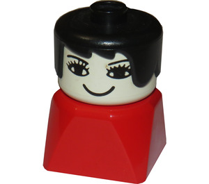 LEGO Female on Red Base with Black Hair Duplo Figure
