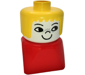 LEGO Vrouwelijk aan Rood Basis met Geel Haar Duplo-figuur