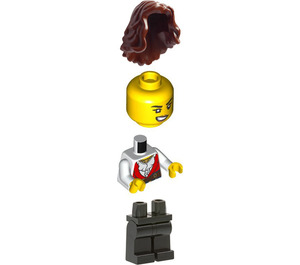 LEGO Kvinna Pirat - Reddish Brun Vågig Hår Minifigur