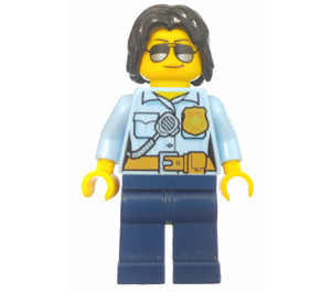 LEGO Female Politie Officer met Zwart Haar en Sunglasses minifiguur