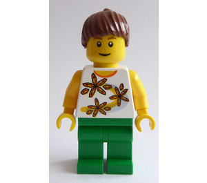 LEGO Vrouwelijk, Paardenstaart, Wit Flowered Torso Minifiguur