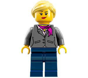 LEGO Kvinne Research Scientist med Dark Stone Grå Overkropp og Magenta Skjerf Minifigur