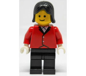 LEGO Female Rider met Rood Jacket en Zwart Haar minifiguur