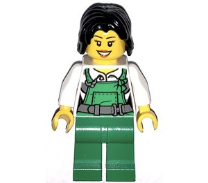 LEGO Female Robber with Black Hair in Green Overalls  Minifigure