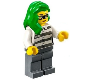 LEGO Vrouwelijk Robber met Fel groen Haar Minifiguur