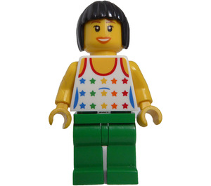 LEGO Female, Shirt with Rainbow Stars, Bobcut Hair Minifigure