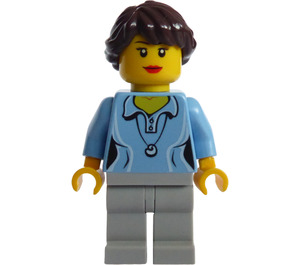 LEGO Female Shirt with Two Buttons and Shell Pendant, Ponytail Long French Braided hair Minifigure