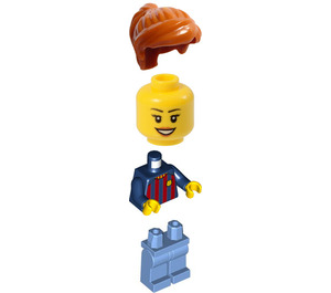 LEGO Weiblich FußBall Fan - FC Barcelona (Mittelblau Beine) Minifigur