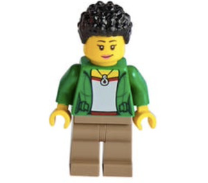 LEGO Kvinde Stuntz Spectator (Grøn Jakke) Minifigur