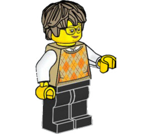 LEGO Female Visitor - Dark Tan Hair and Argyle Sweater Minifigure