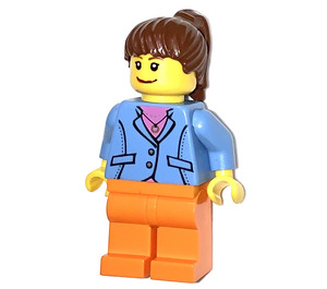 LEGO Kvinne med Blå Jakke, Rosa Skjorte, Necklage og Hestehale Minifigur