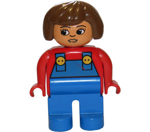 LEGO Female mit Blau Overalls mit nach unten gedrehter Nase