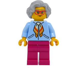 LEGO Kvinna med Bright Ljus Blå Jacka Minifigur