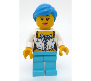 LEGO Kvinna med Mörk Azure Hår Minifigur