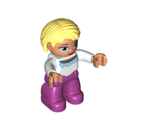 LEGO Kvinde med Magenta Ben og hvid Top Duplo figur