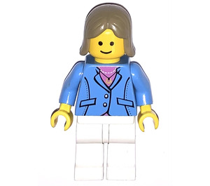 LEGO Weiblich mit Mittelblau Jacke, Weiß Beine, und Dunkel Beige Haar Minifigur