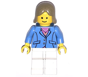 LEGO Female with Medium Blue Jacket, White Legs, and Dark Tan Hair Minifigure