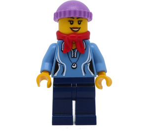 LEGO Female met Medium Blauw shirt en Medium Lavender Gebreid Pet minifiguur