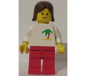 LEGO Female with Palm Tree Shirt, Brown Hair Minifigure