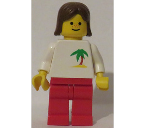 LEGO Жінка з Palm дерево Сорочка, Коричневий Волосся Мініфігурка