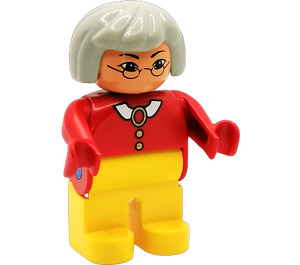 LEGO Female with Red Blouse and Gray Hair