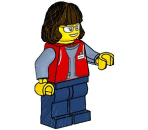 LEGO Female with Red Jacket and Glasses Minifigure