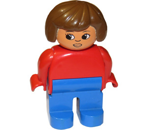 LEGO Mujer con Rojo Parte superior, Eyelashes y Lips Figura Duplo