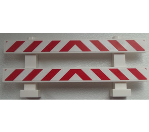 LEGO Zaun 1 x 8 x 2 mit rot und Weiß Danger Streifen, Ecke Weiß Aufkleber (6079)