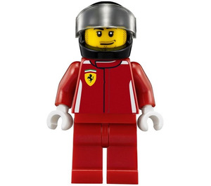 LEGO Ferrari Racing Driver with Red Suit and Black Helmet Minifigure