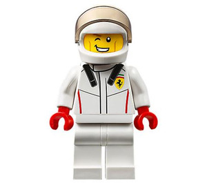 LEGO Ferrari Racing Řidič s Bílá a Helma Minifigurka