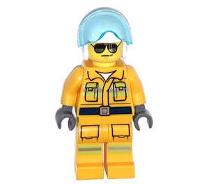 LEGO Sapeur pompier Pilote avec Lumière Bleu Visière Minifigurine