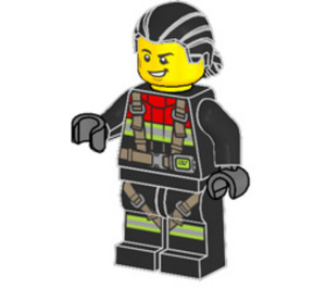 LEGO Feuerwehrmann mit Schwarz Haar Minifigur